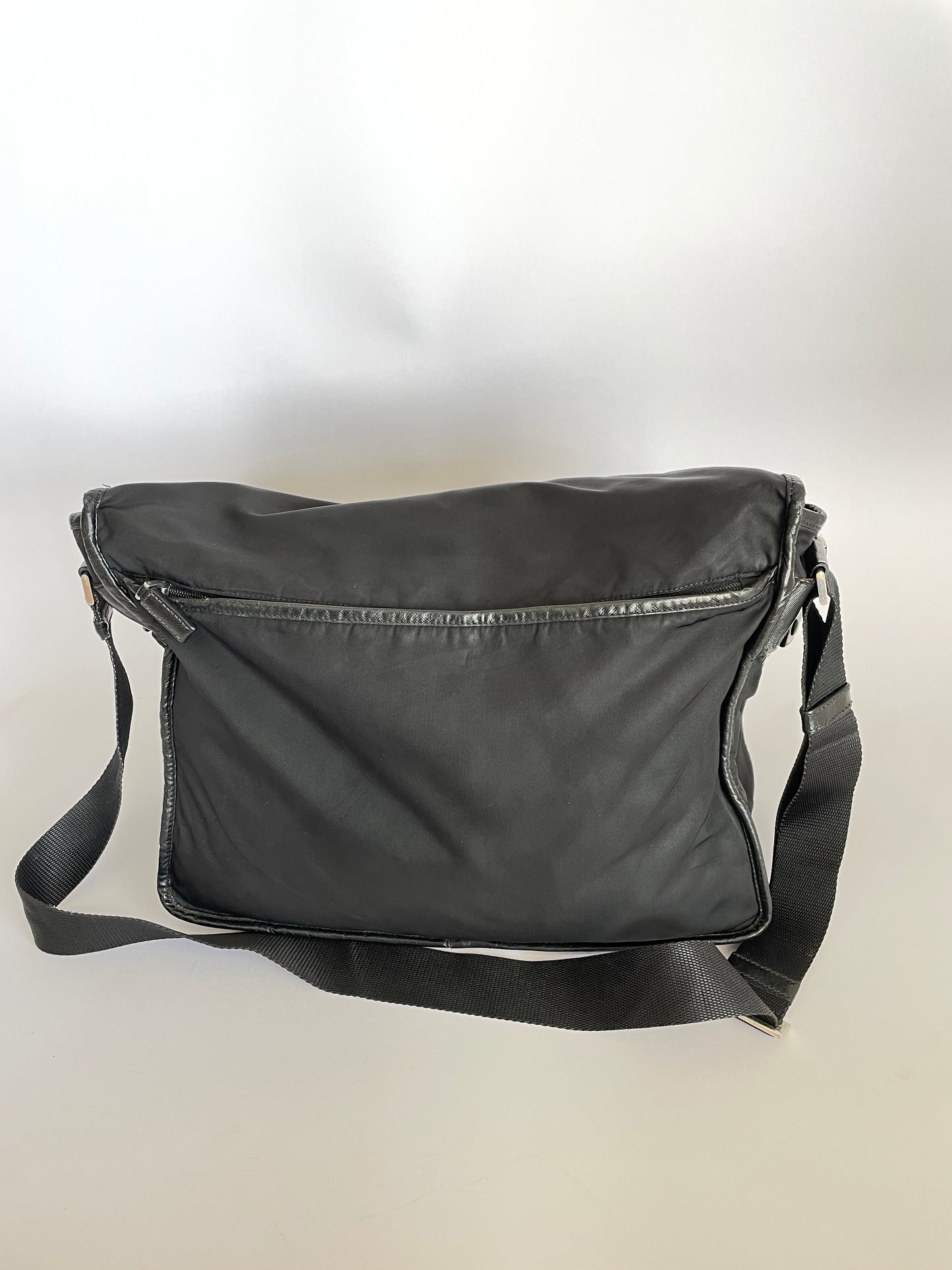PRADA Mens Black Tessuto Nylon Crossbody Bag