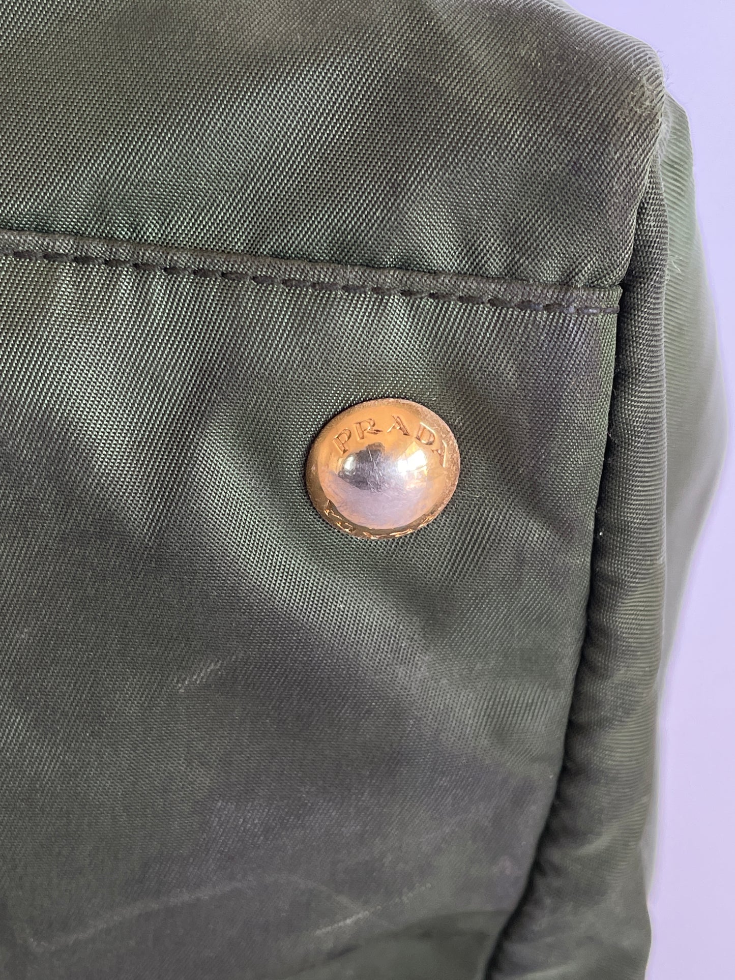 Prada Green Nylon and Leather Duffle Bag