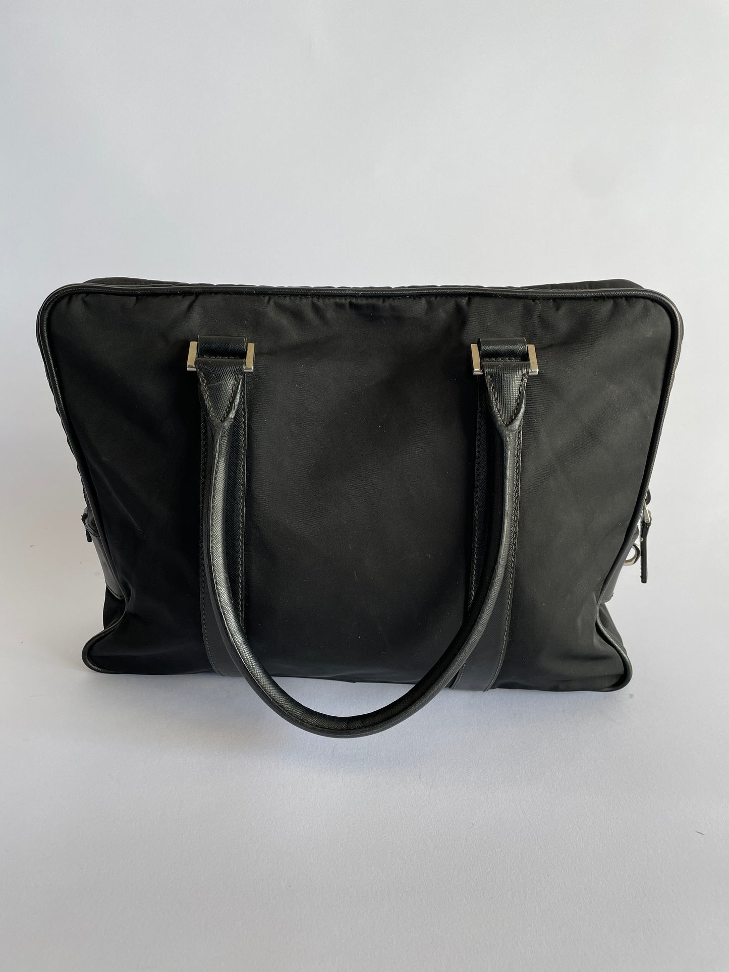 Prada Black Nylon and Saffiano Leather Briefcase