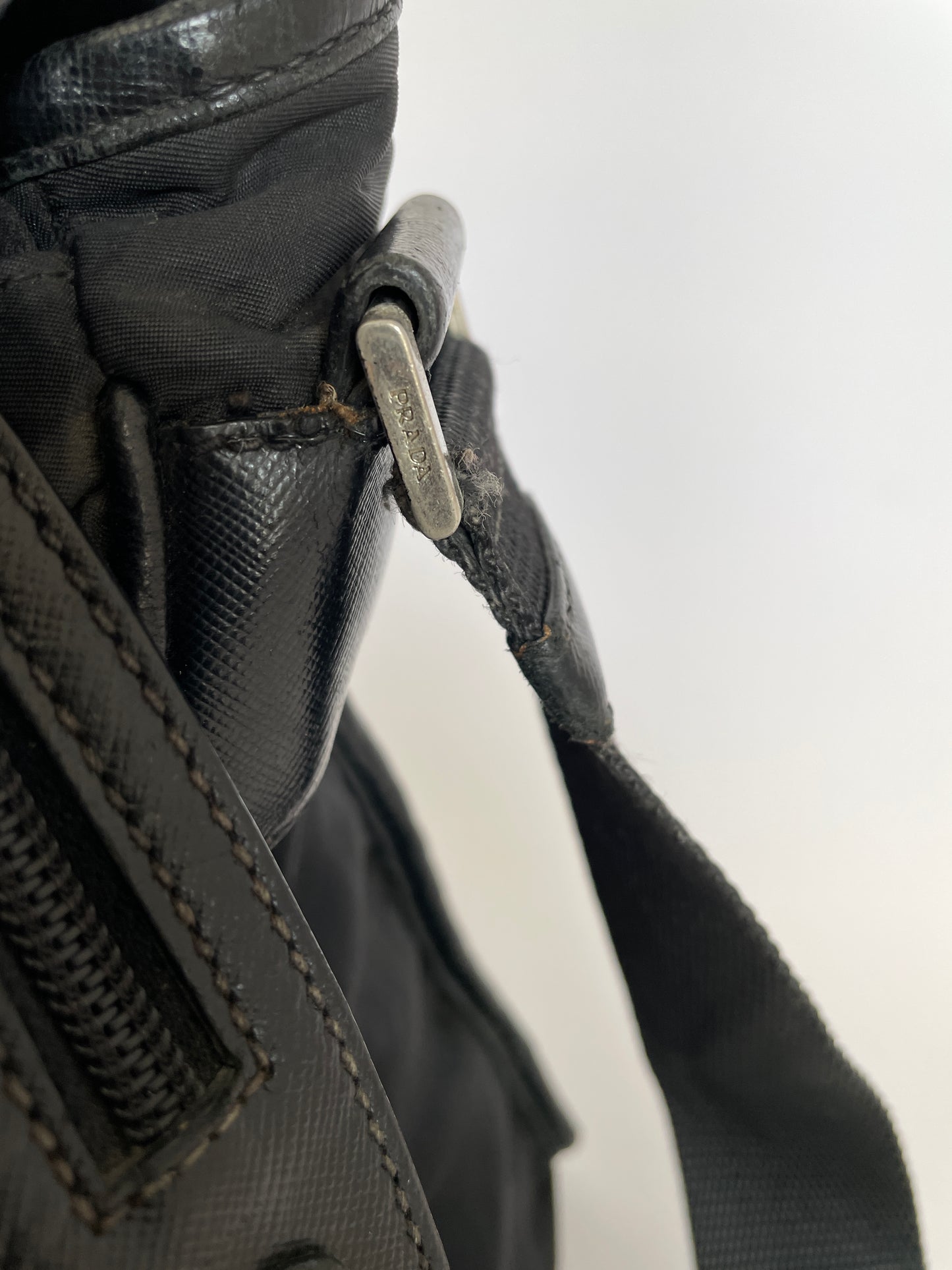 PRADA Mens Black Tessuto Nylon Crossbody Bag