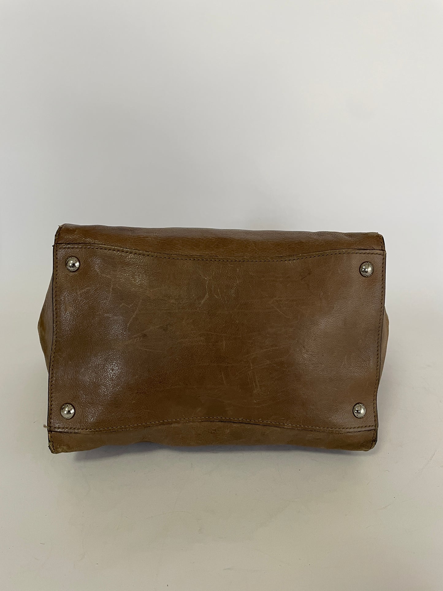 PRADA Glace Calf Twin Pocket Tote Argilla