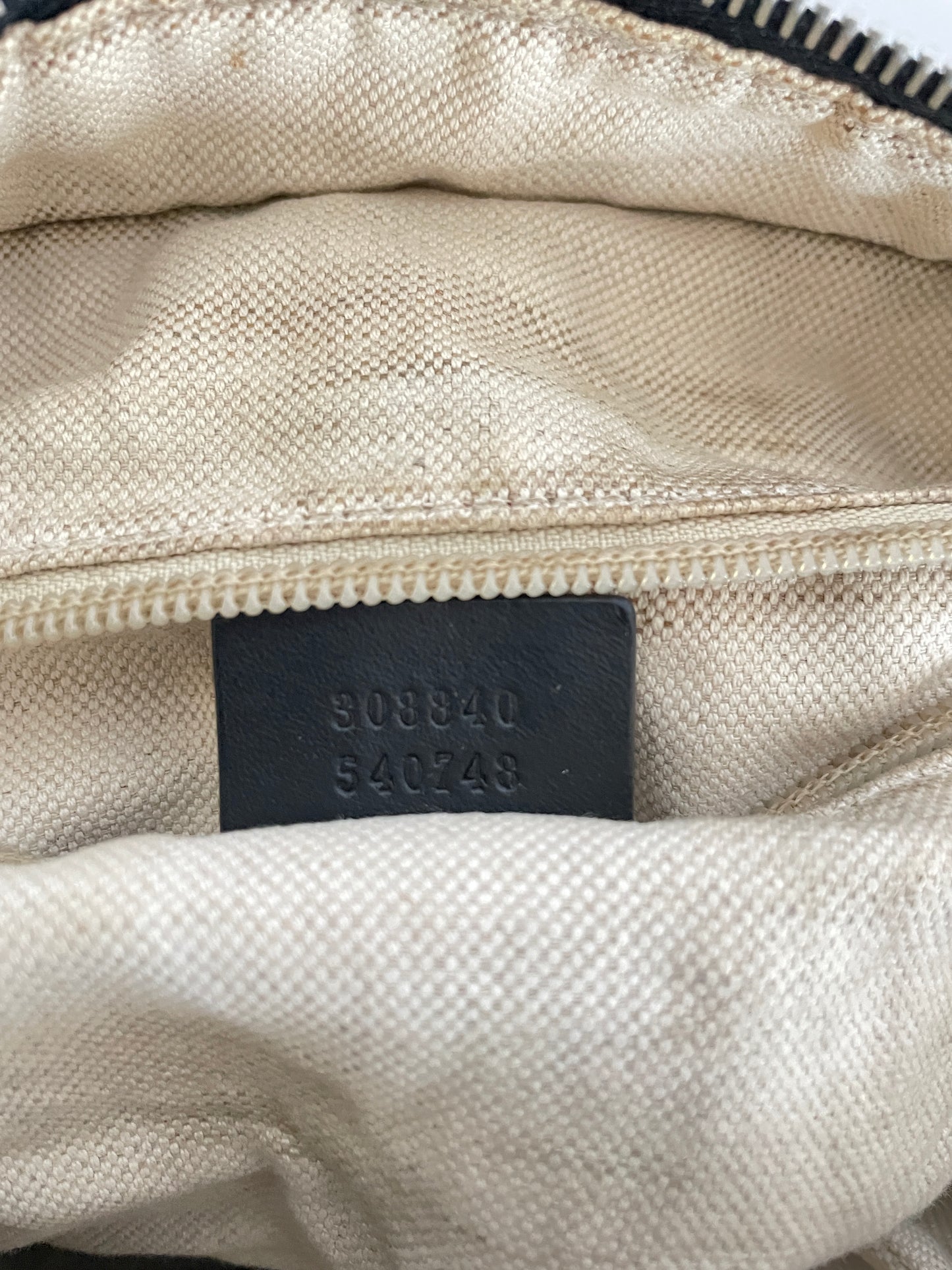 Gucci Black Guccissima Leather/Canvas Flat Messenger Bag