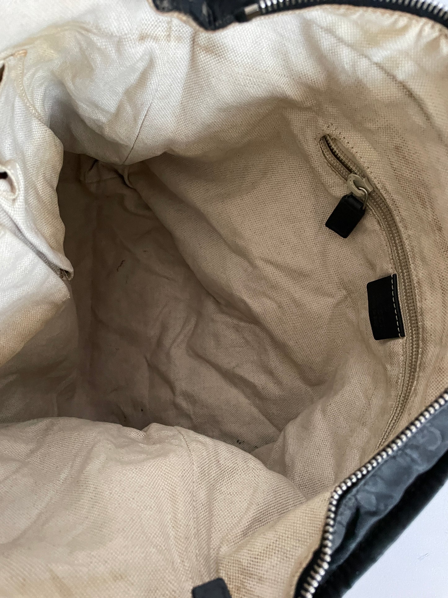 Gucci Black Guccissima Leather/Canvas Flat Messenger Bag