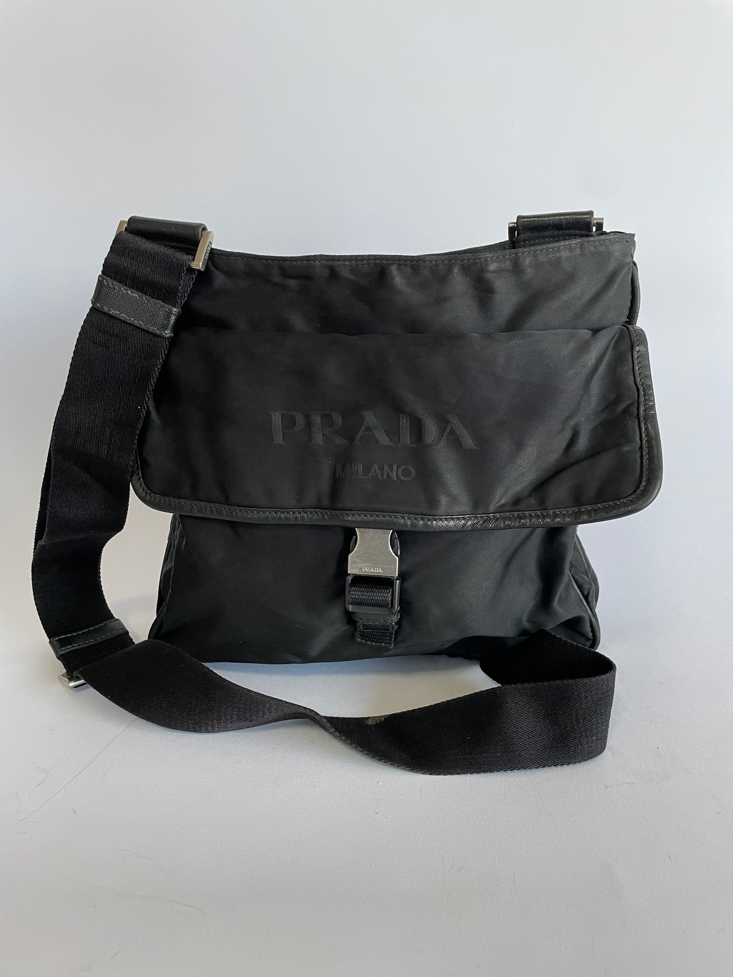 PRADA Tessuto Nylon Crossbody Bag Black