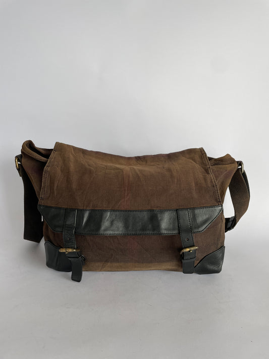 Burberry Brown Canvas Large Messenger Bag