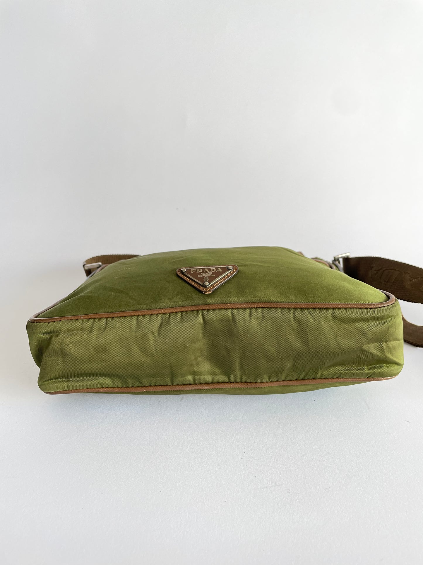 PRADA Tessuto Nylon Flat Messenger Bag Green