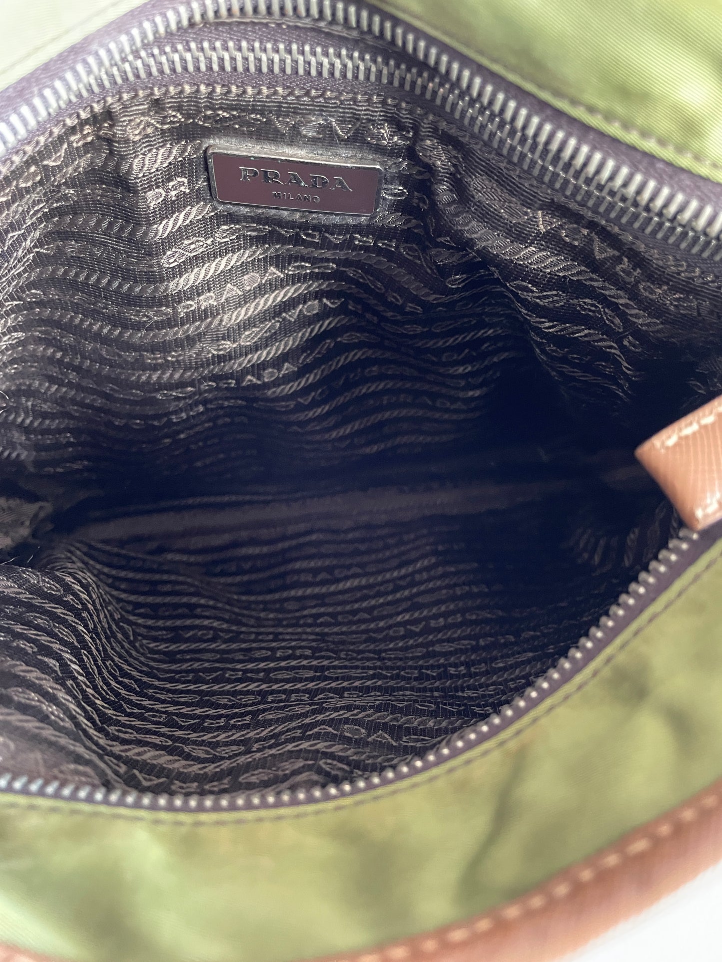 PRADA Tessuto Nylon Flat Messenger Bag Green