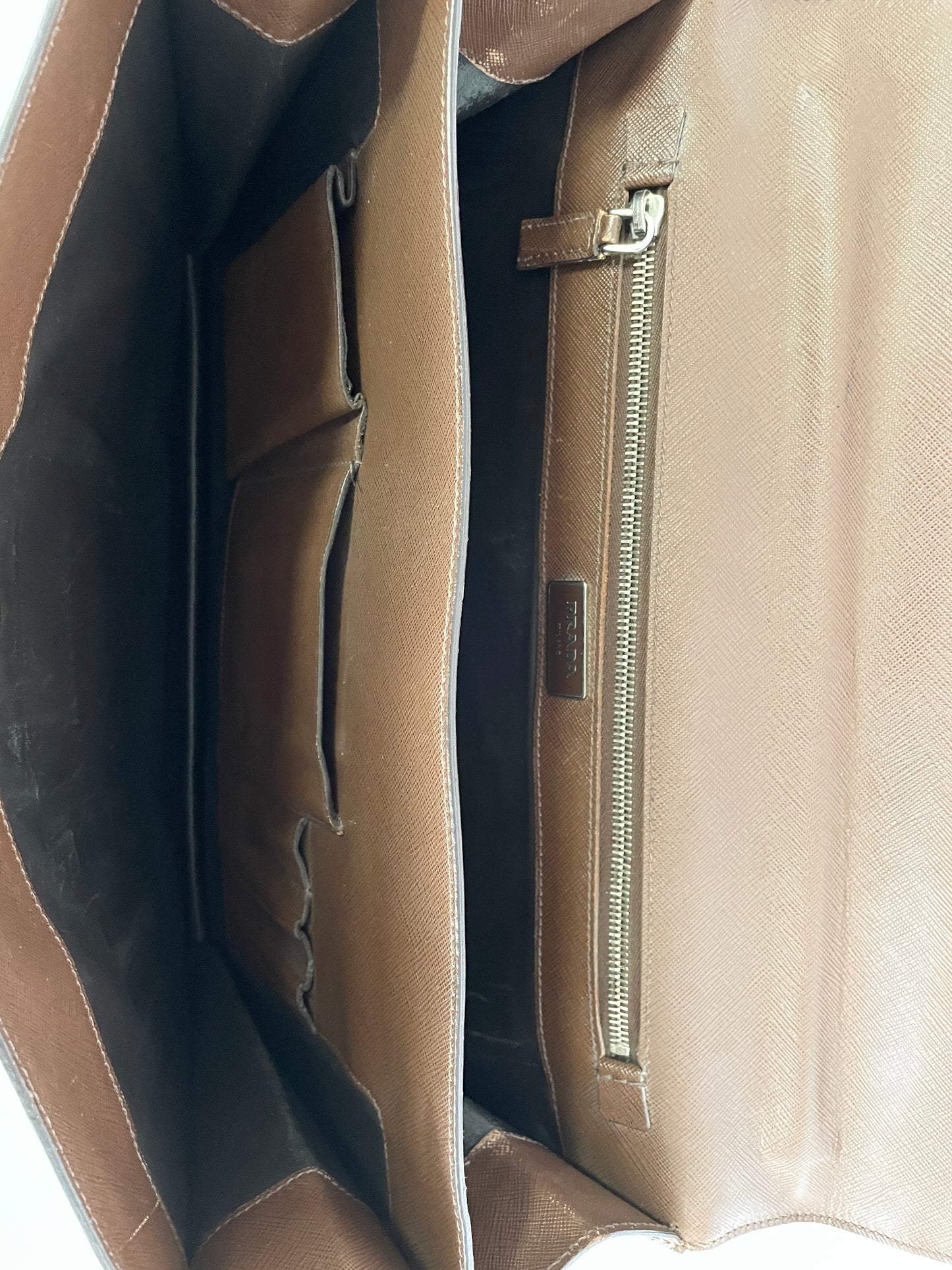 Prada Mocha Brown Leather Work Briefcase