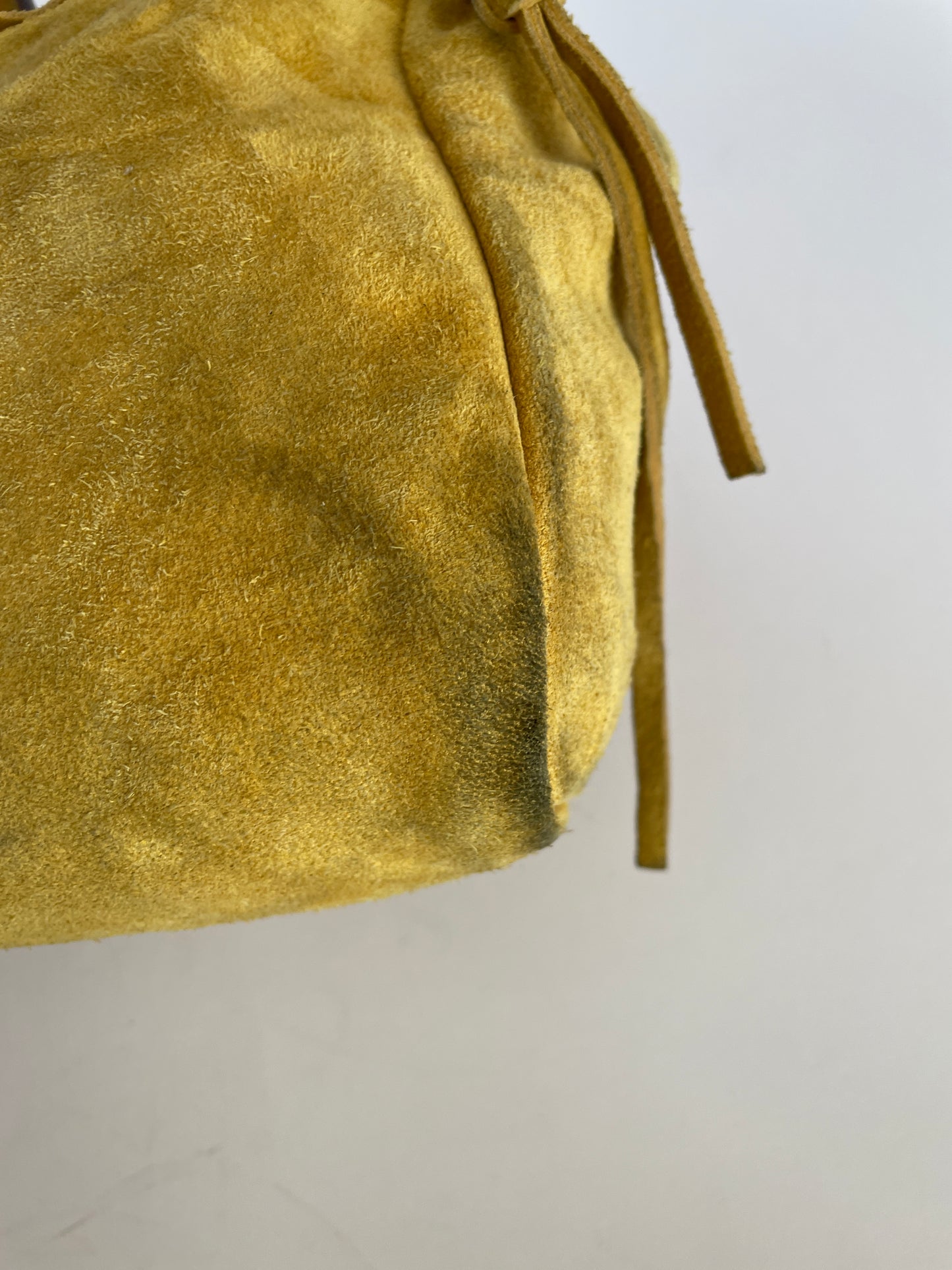 PRADA Small Womens Camoscio Bow Handle Bag Yellow.