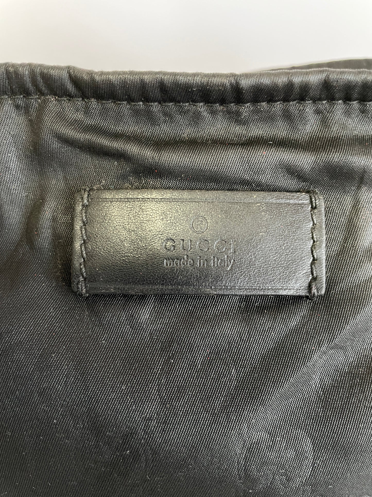 Gucci Black Guccissima Leather/Canvas Flat Messenger Bag