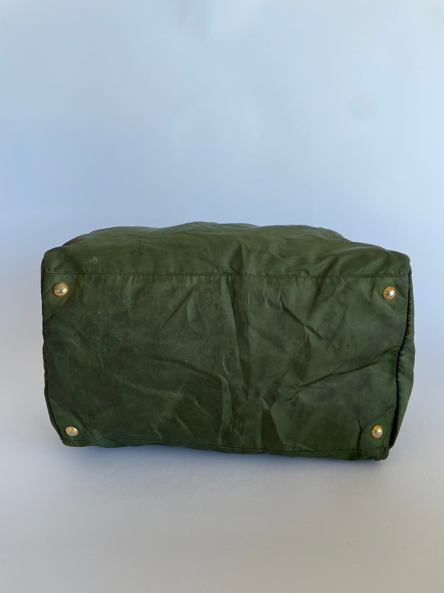 Prada Green Nylon and Leather Duffle Bag