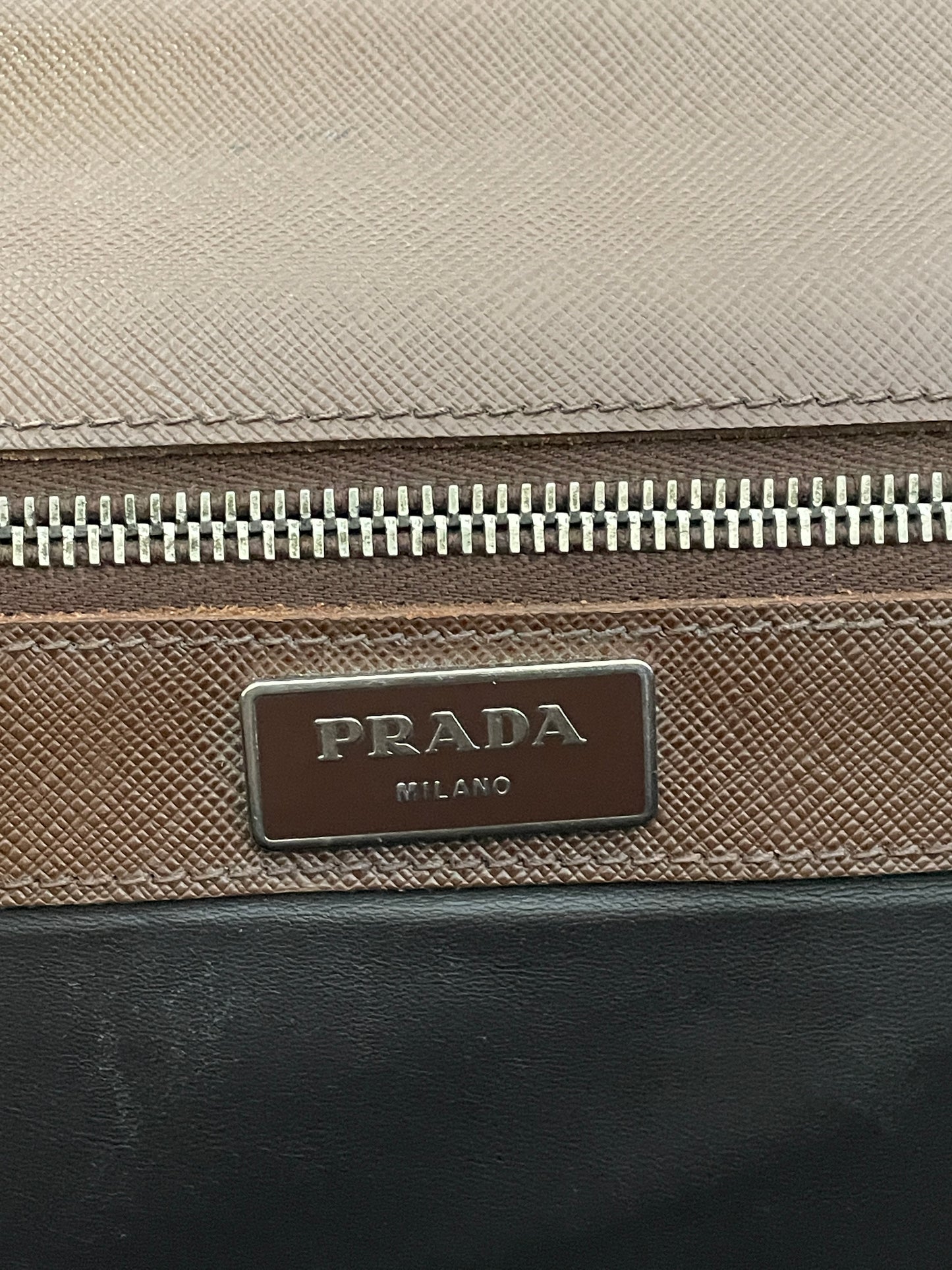 Prada Mocha Brown Leather Work Briefcase