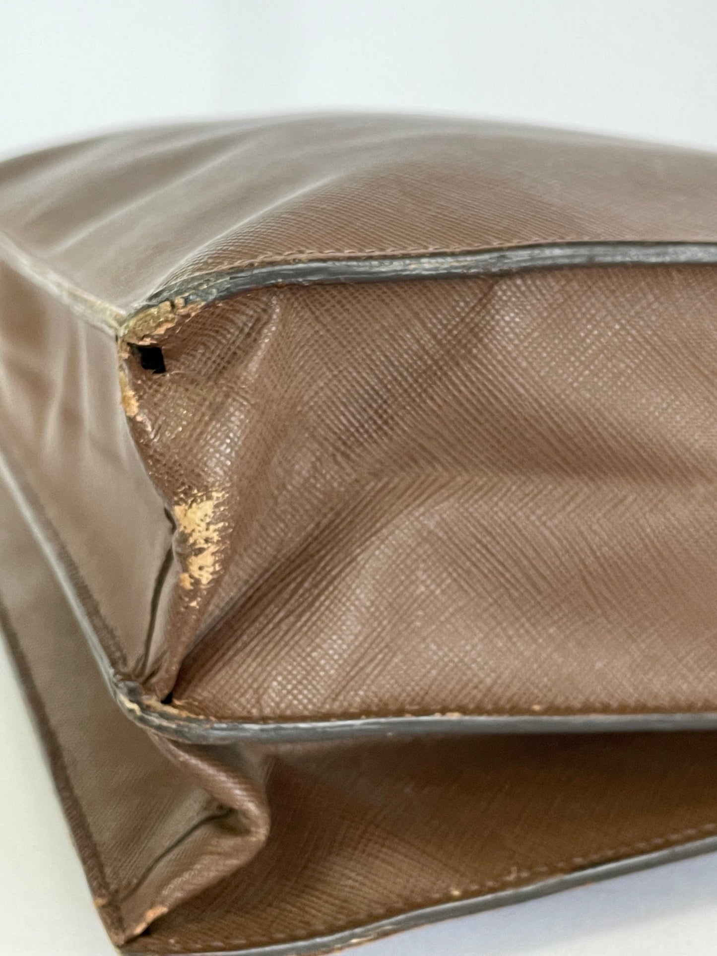 Prada Mocha Brown Leather Work Briefcase