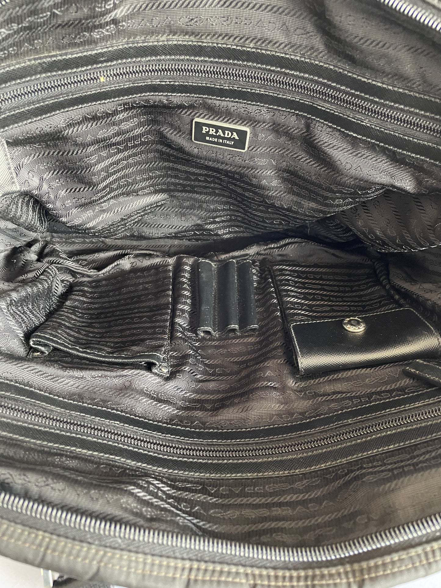 Prada Black Nylon and Saffiano Leather Briefcase
