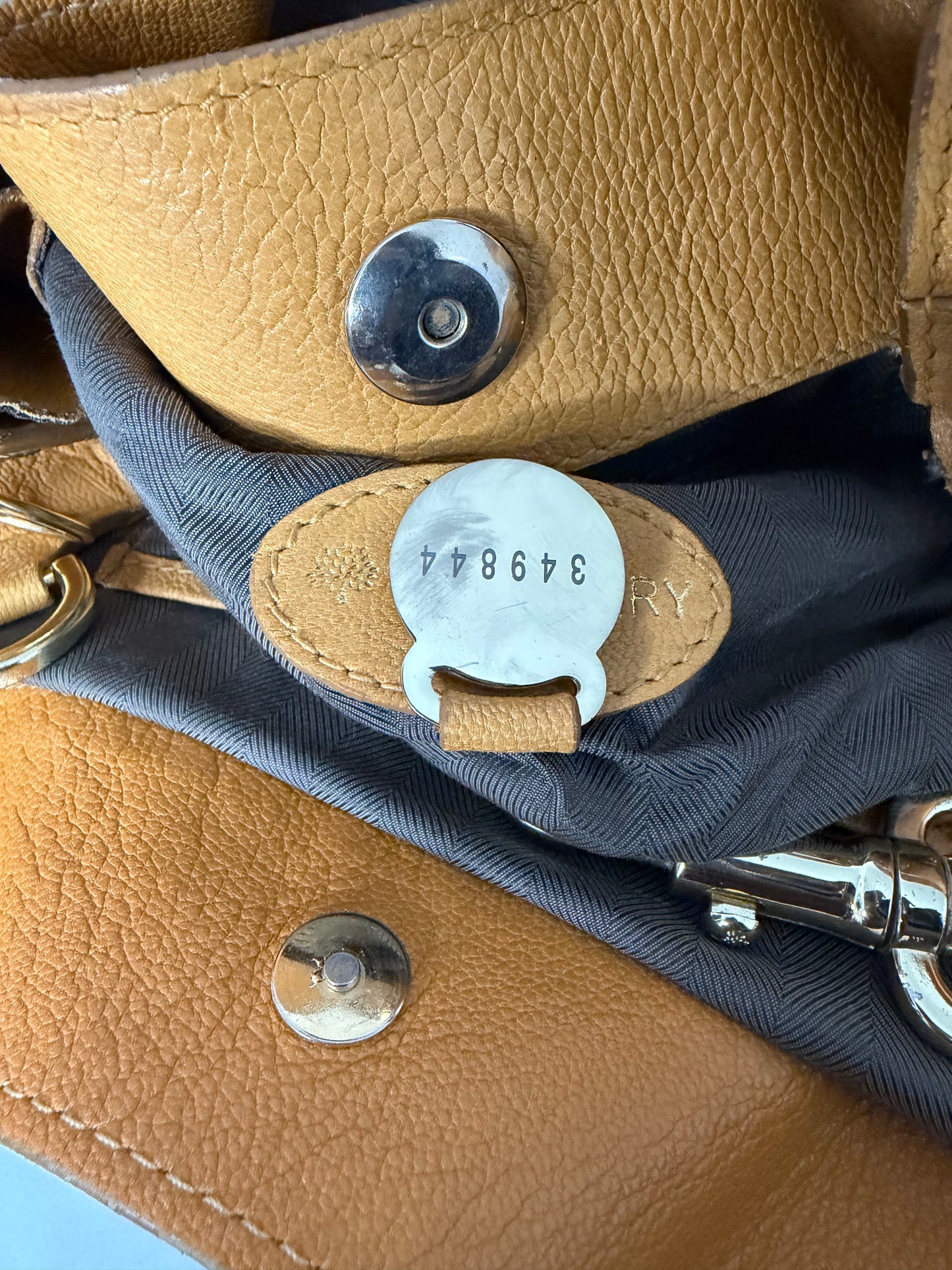 Mulberry Mustard Yellow Leather Drawstring Tote Bag