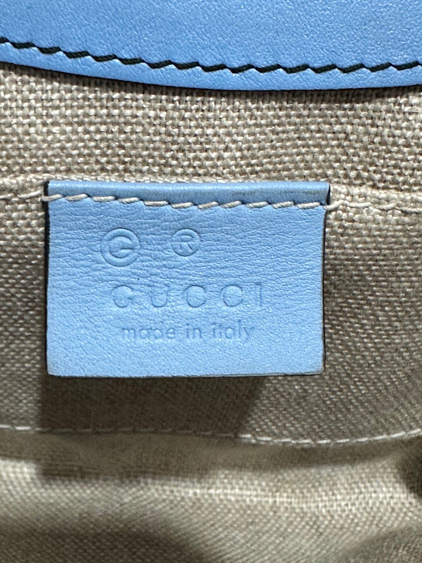 GUCCI Blue Micro Guccissima Leather Emily Small Shoulder Bag
