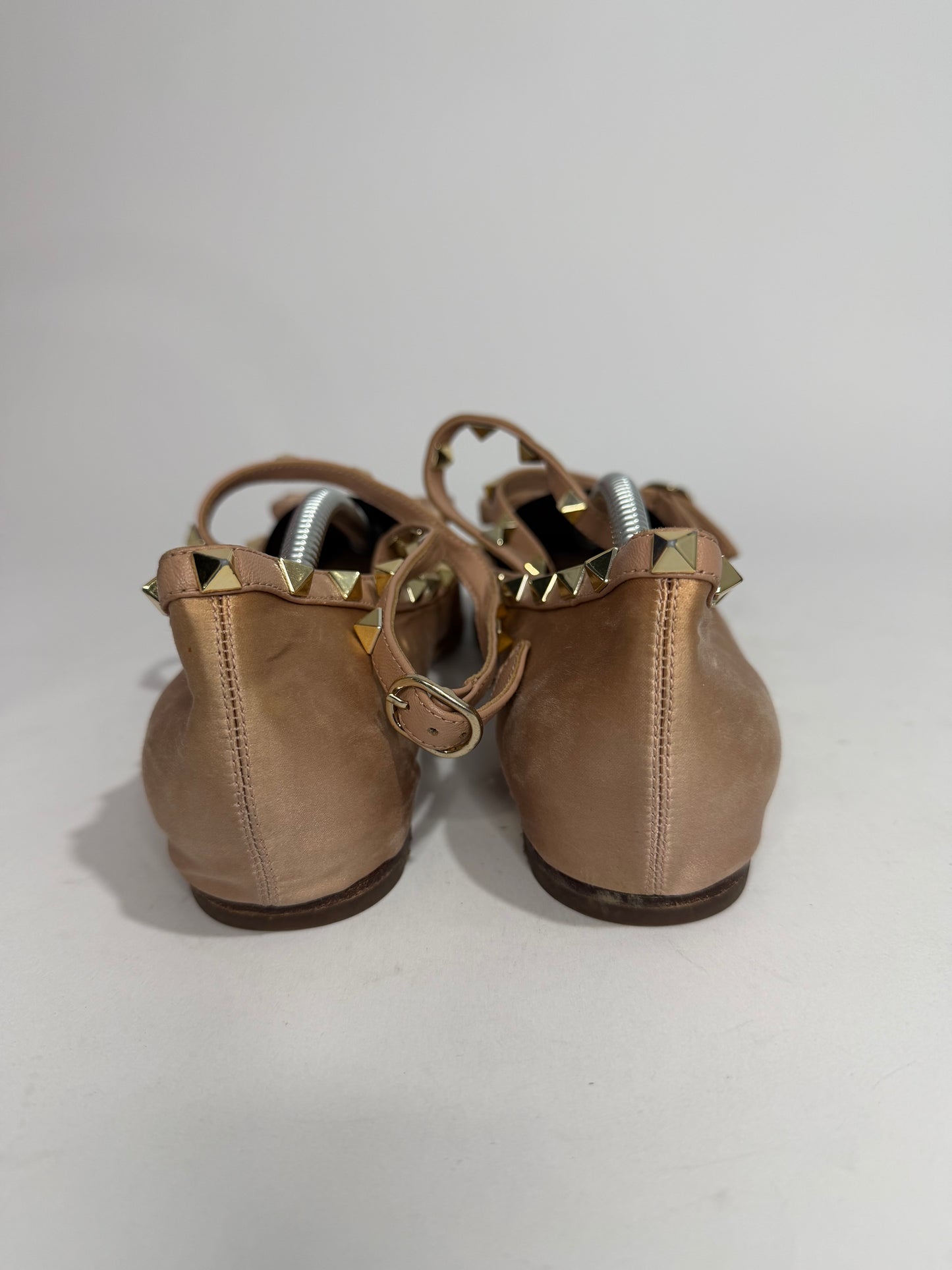 Valentino Garavani Rockstud Satin Ballet Flats Nude Size 39 EU/ 9 US