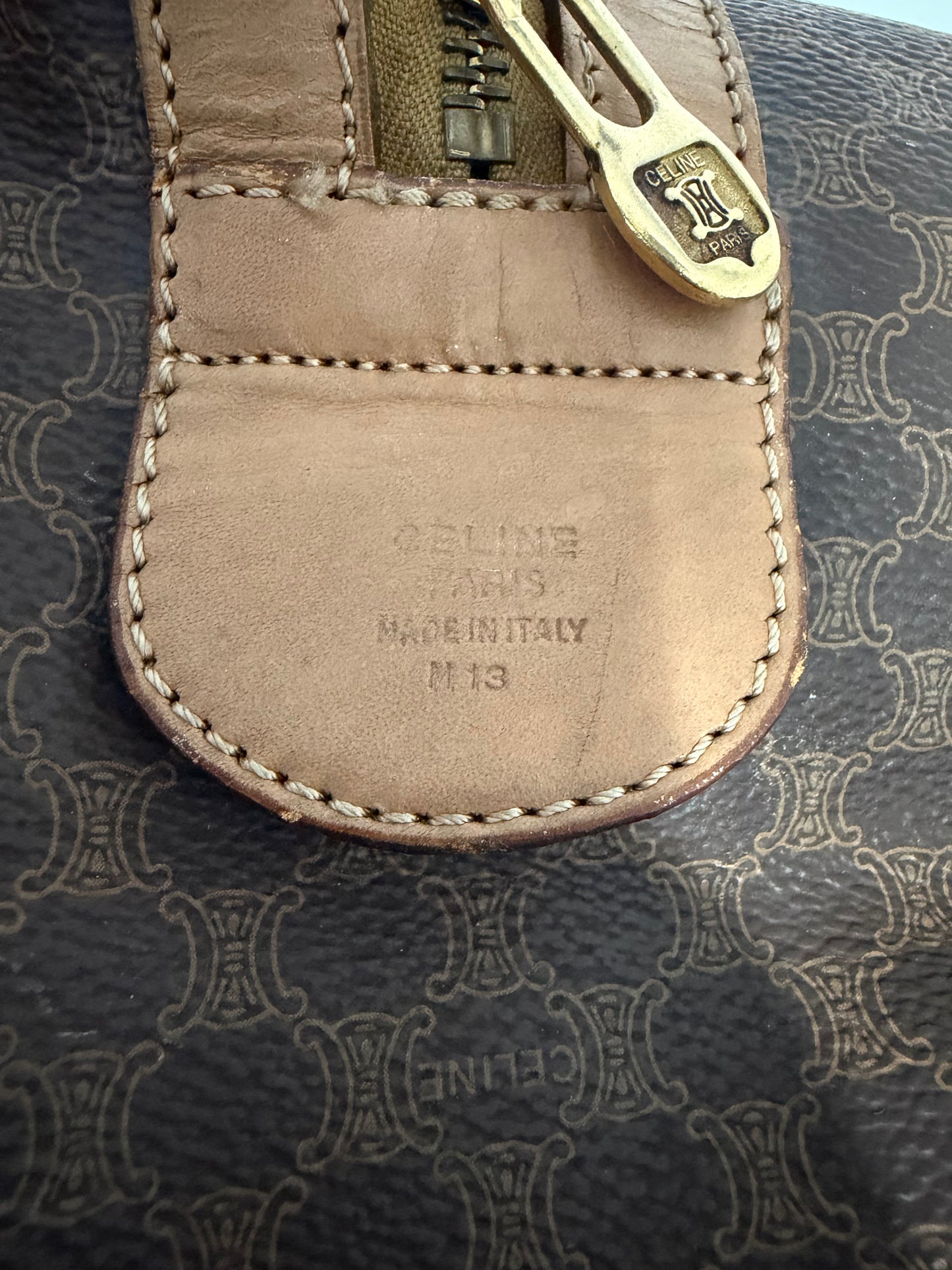 Celine Brown Triomphe Coated Canvas Large Voyage Duffle Bag