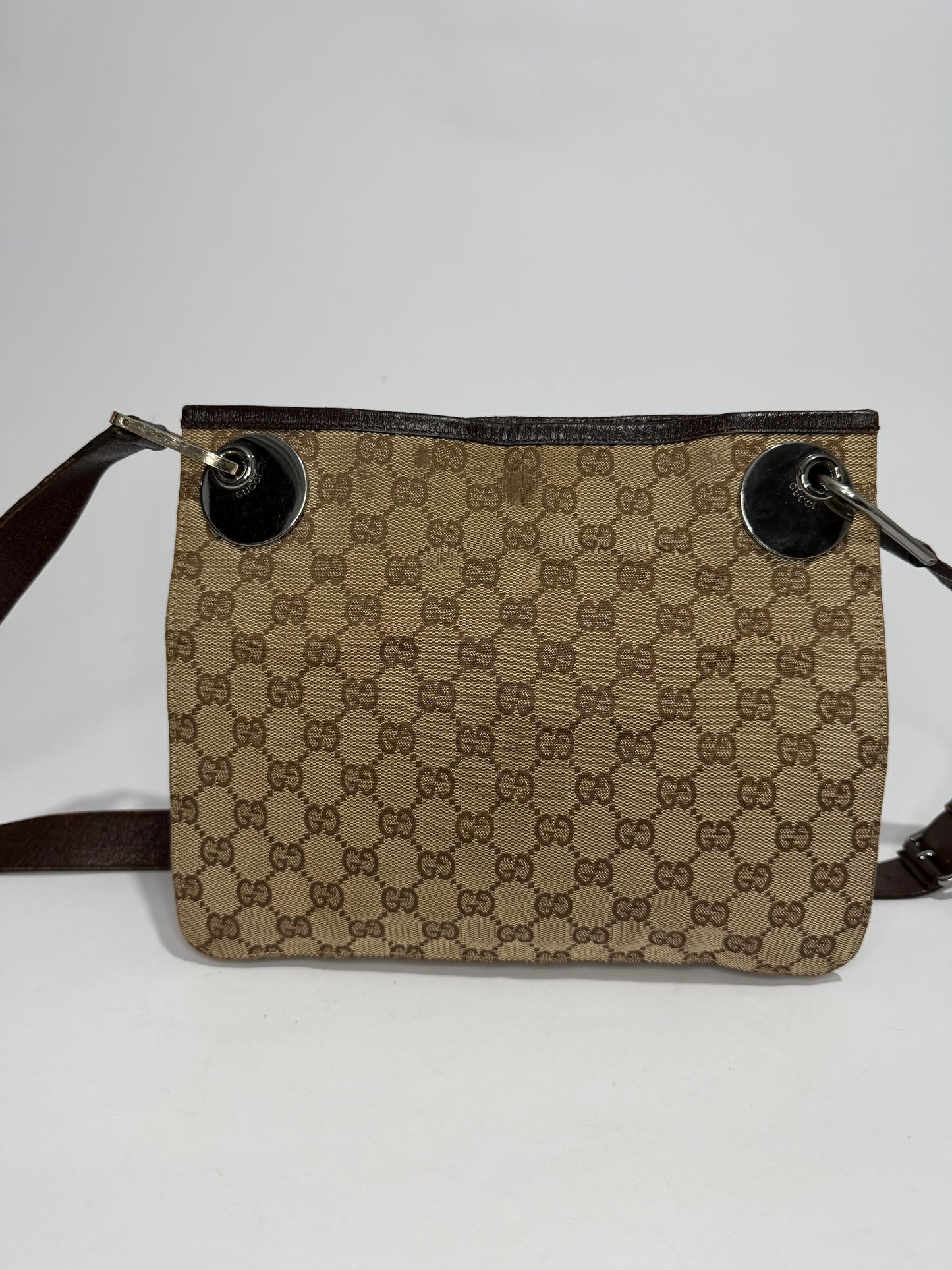 Gucci Monogram Canvas and Leather Trim Shoulder Bag