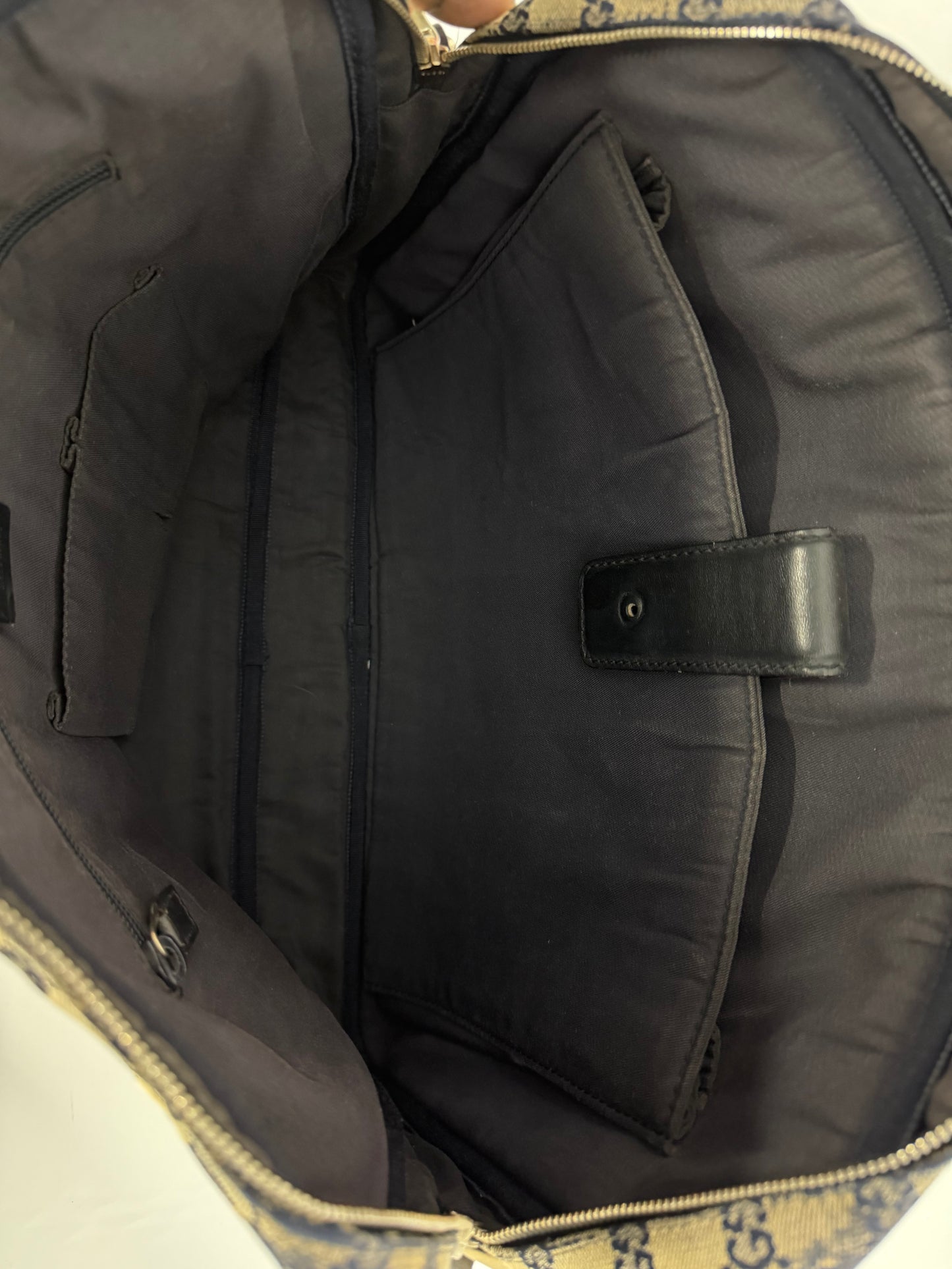 Gucci Beige/Navy GG Monogram Web Canvas and Leather Briefcase