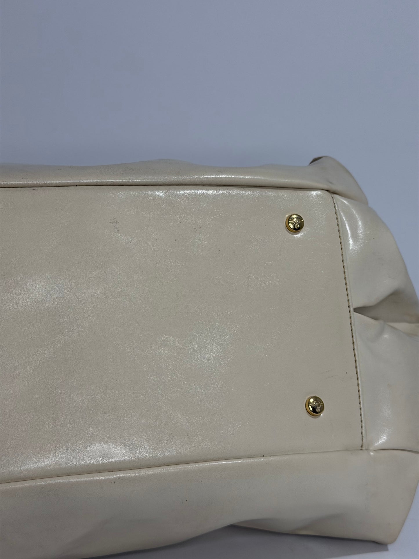 Vivienne Westwood Cream Leather Orb Heart Charm Shoulder Bag
