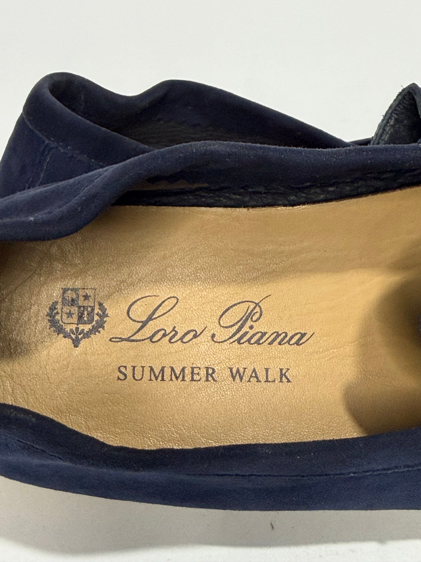 Loro Piana Navy Blue Suede Summer Charms Walk Loafers Size 40 EU/ 10 US