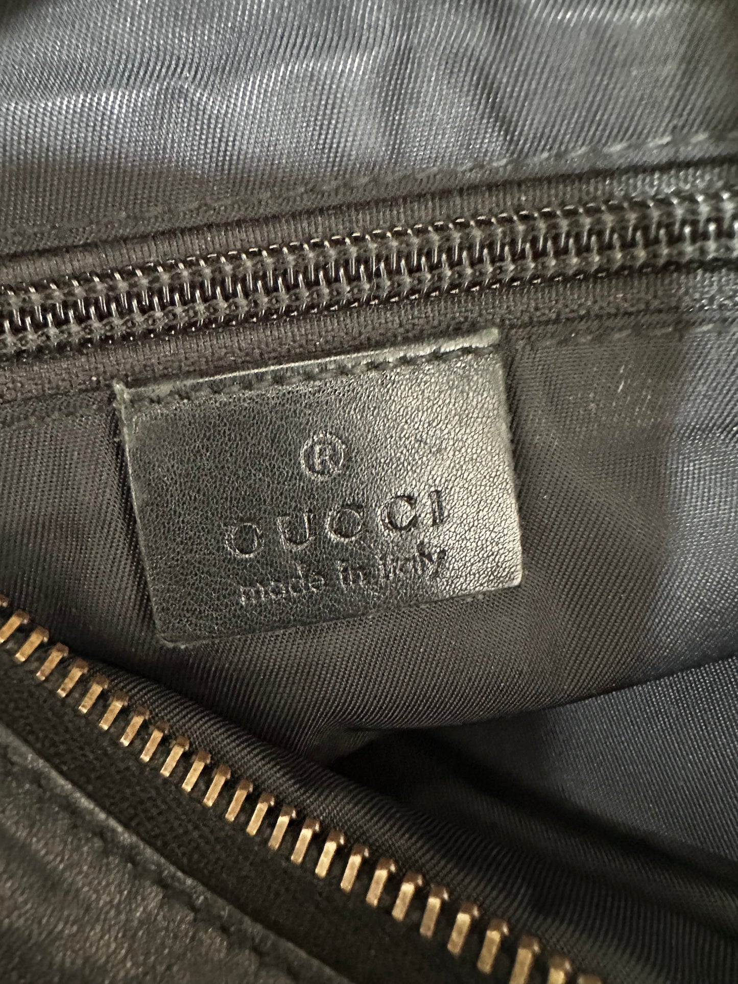 GUCCI 
Guccissima Nylon Messenger Bag Black