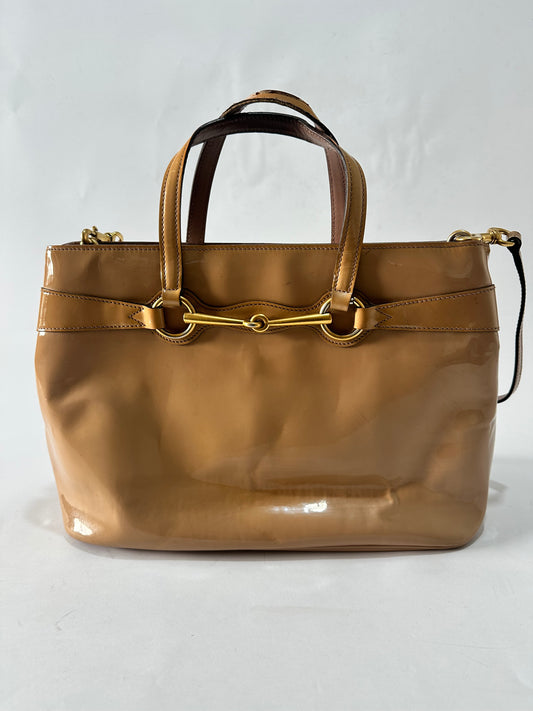 Gucci Old Rose Patent Leather Bright Bit Tote