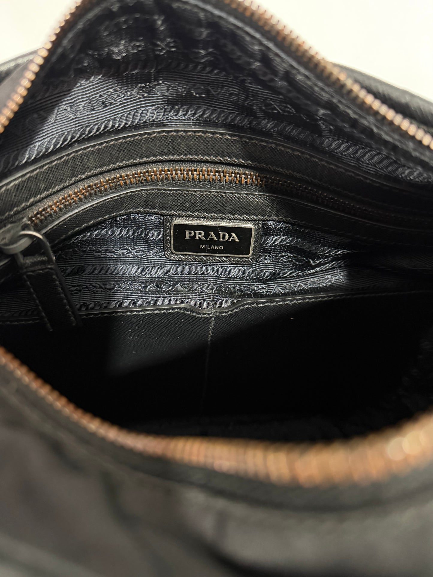 PRADA Tessuto Nylon Flat Messenger Bag Black