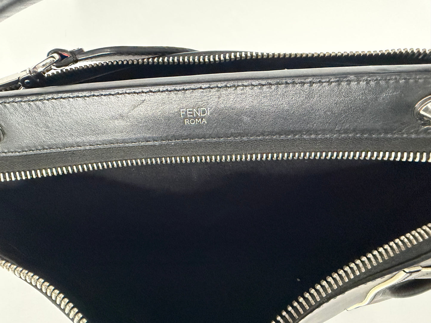 FENDI Black/Orange Smooth Calfskin Leather Dotcom Satchel Bag