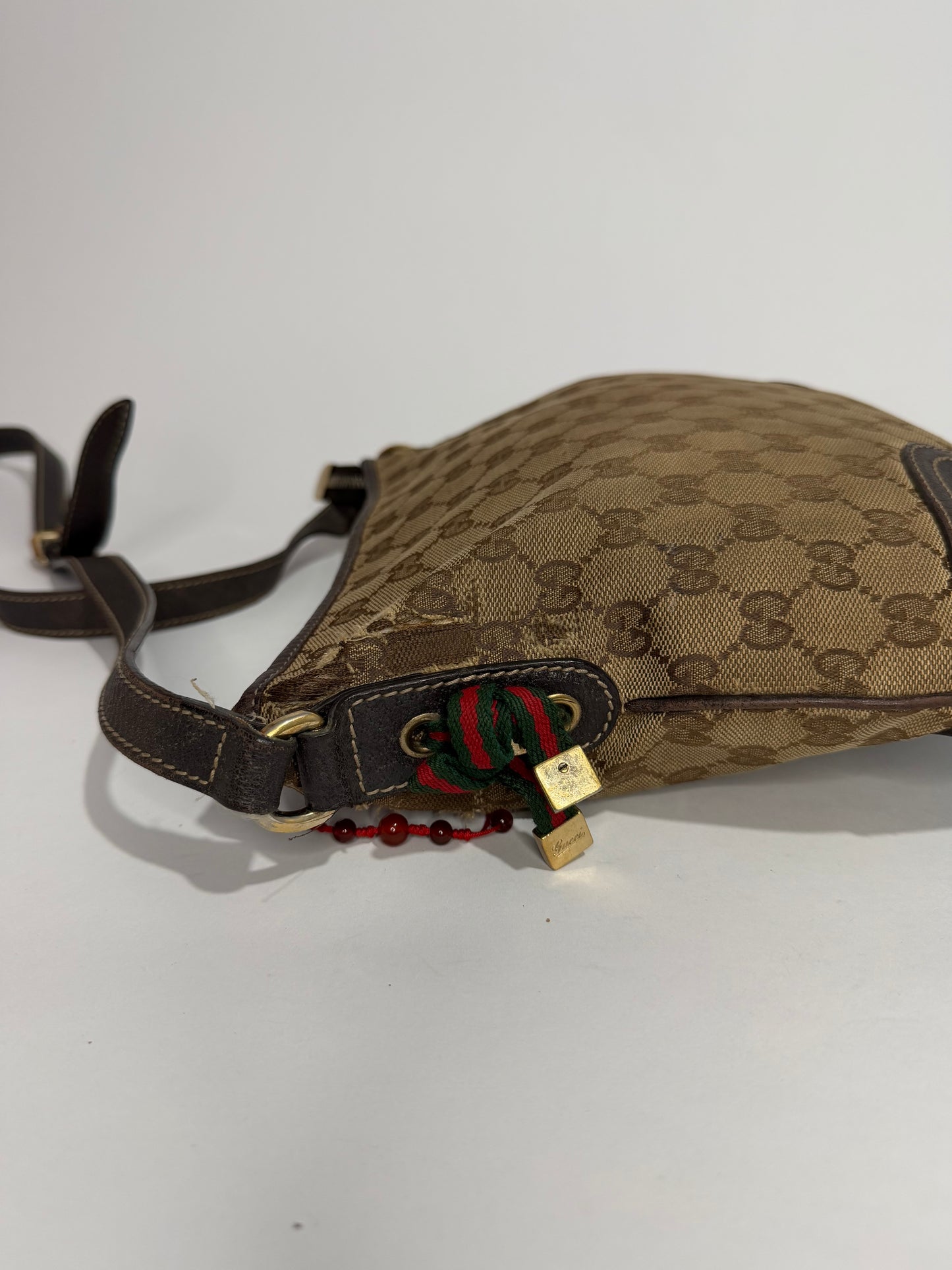 Gucci Beige/Brown GG Canvas and Leather Mayfair Bow Crossbody Bag