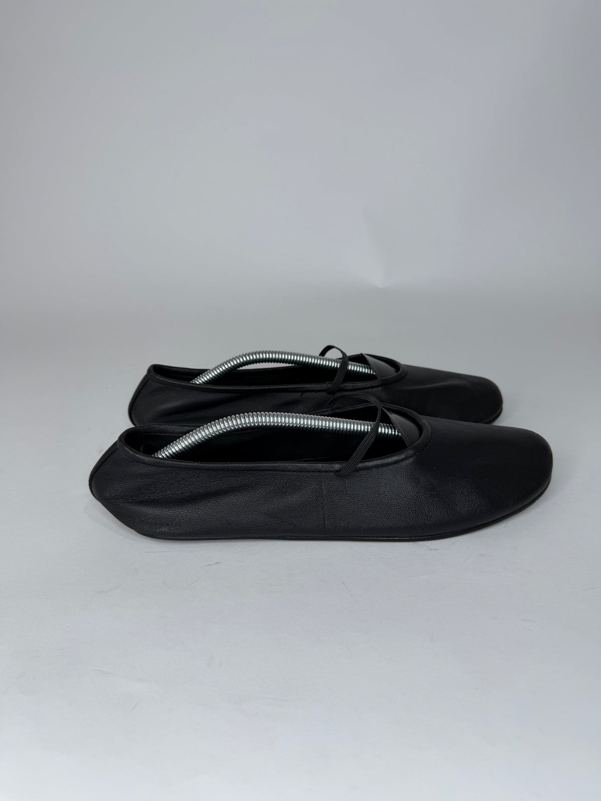 The Row Black Leather Elastic Ballet Flats Size 38 EU/ 8 US