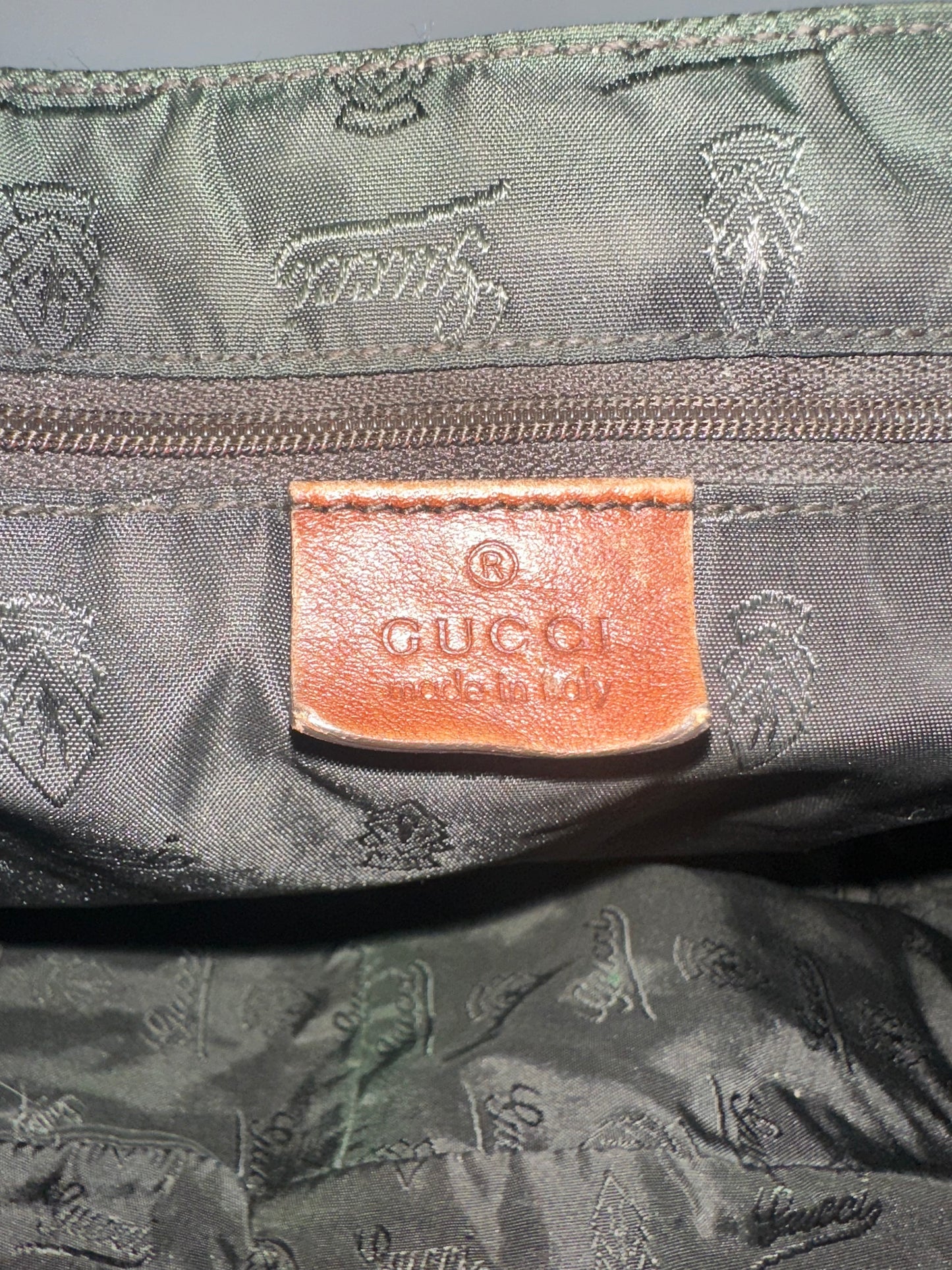 Gucci Vintage Coated Canvas Monogram Flap Shoulder Bag Ebony