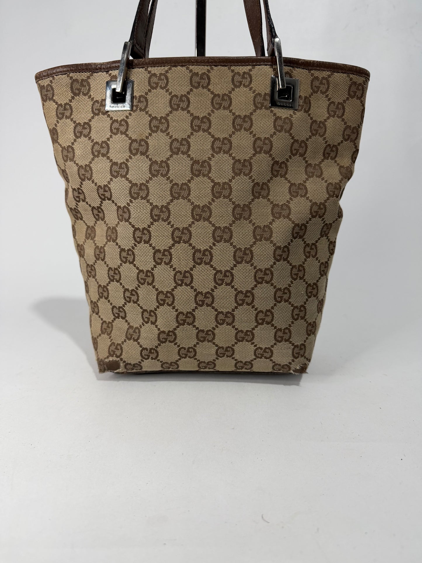 Gucci Beige/Brown GG Canvas and Leather Bucket Tote