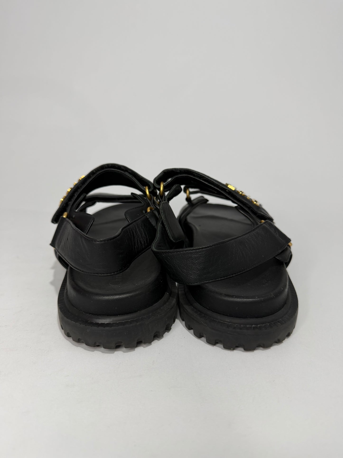 Dior Black Leather Dior Act Flat Sandals Size 38 EU/ 8 US