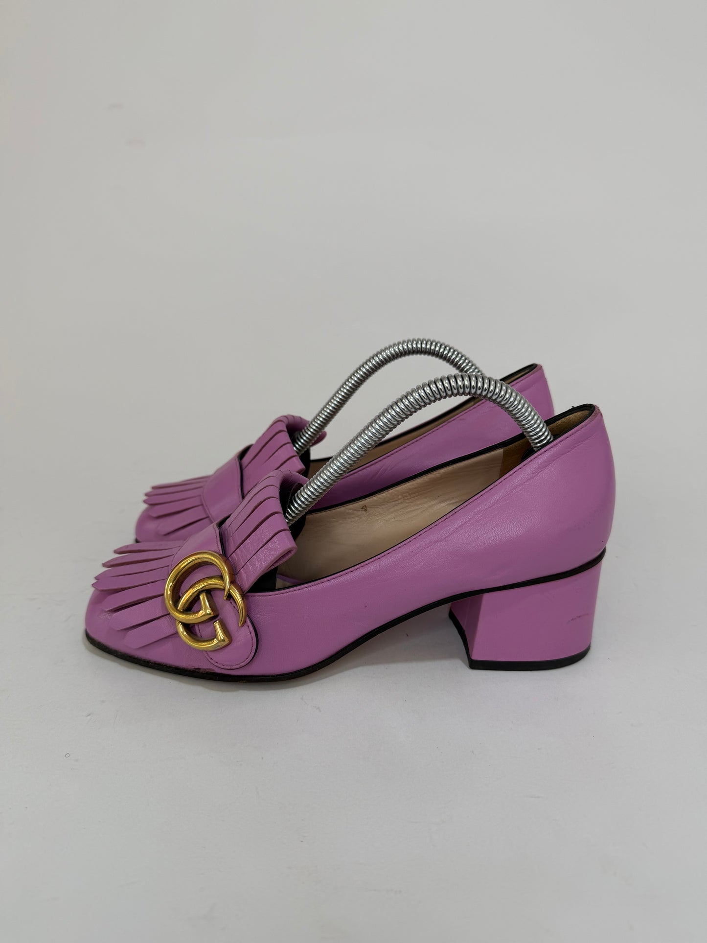 Gucci Lavender Leather GG Marmont Fringe Loafer Pumps Size 35 EU/ 5 US / 2 UK