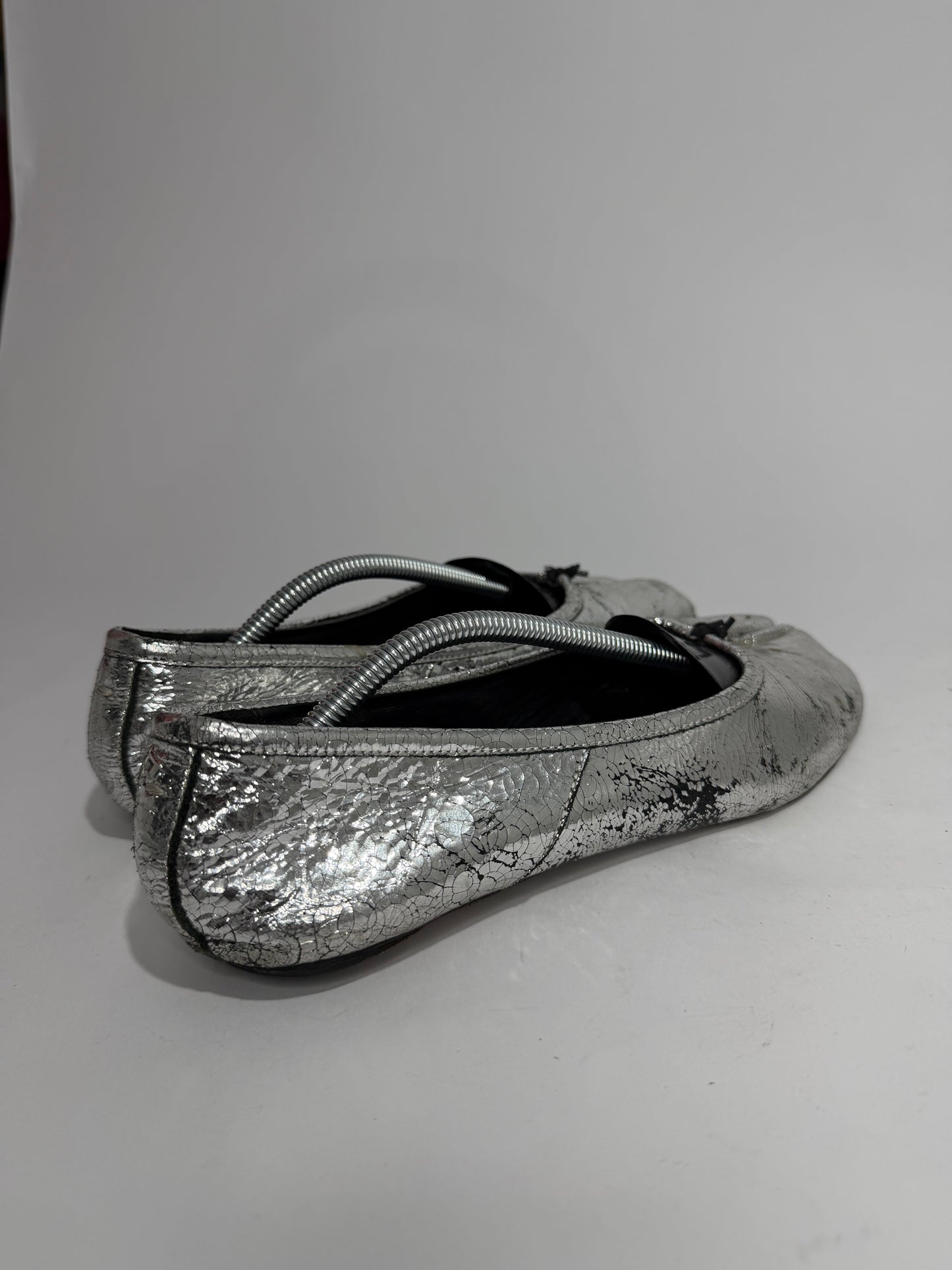 Maison Margiela Silver Tabi Mirror Ballerina Flats Size 38 EU/ 8US