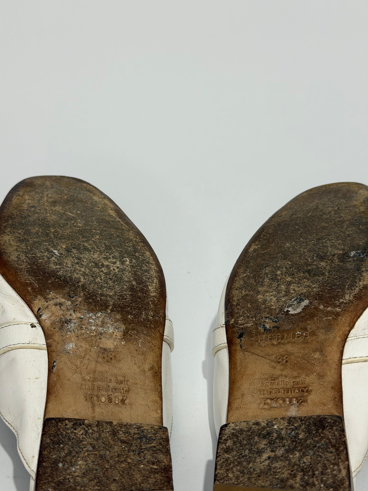 Hermes white Calf Leather Oz Mule Size 38 EU/ 8 US/ 5Uk