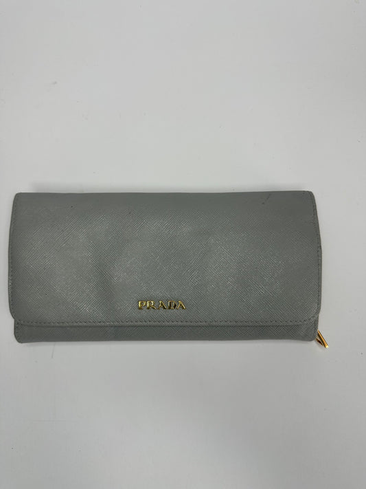 Prada Beige Saffiano Lux Leather Flap Continental Wallet