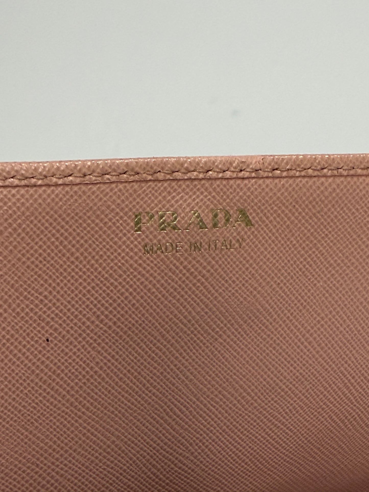 Prada Pink Saffiano Metal Leather Wallet on Chain