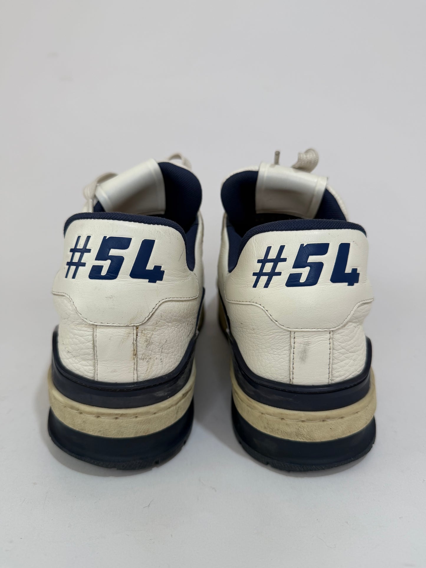 Louis Vuitton White/Blue Leather and Suede LV Trainer Sneakers Size 8.5 UK/ 9.5 US