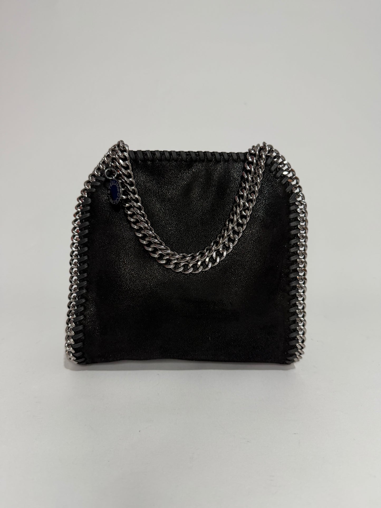 Stella McCartney Falabella Mini Tote Black Shaggy Deer Chain Bag Silver Hardware