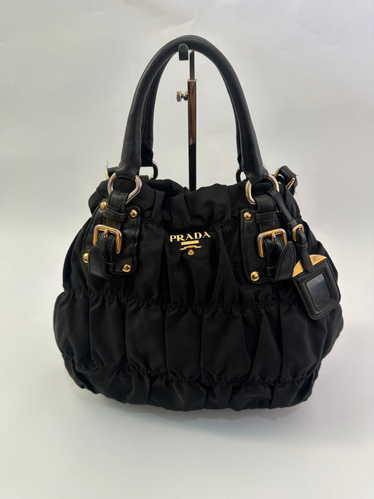 PRADA Black Tessuto Nylon Gaufre Tote