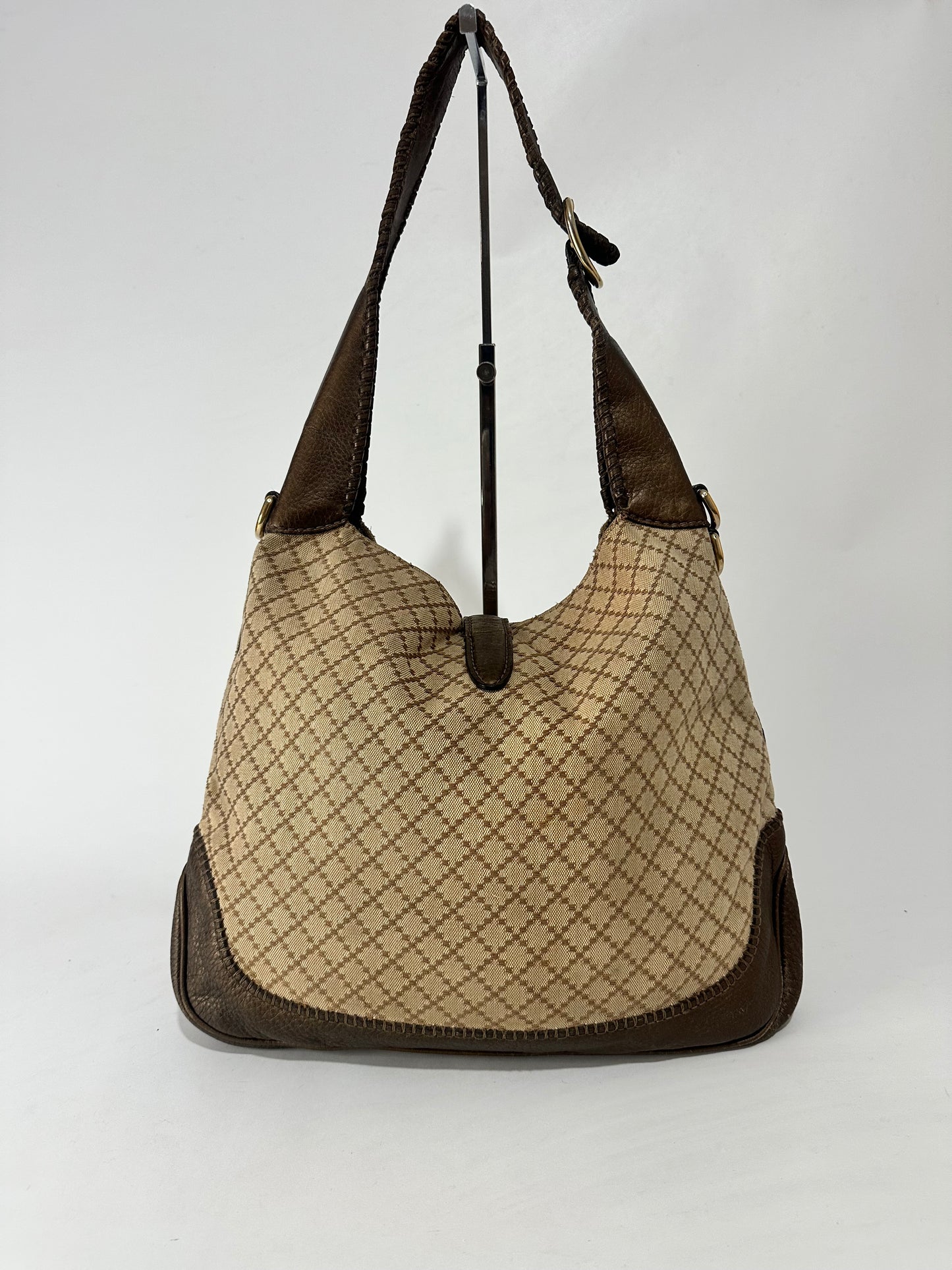 Gucci Brown/Beige Diamante Canvas New Jackie Shoulder Bag