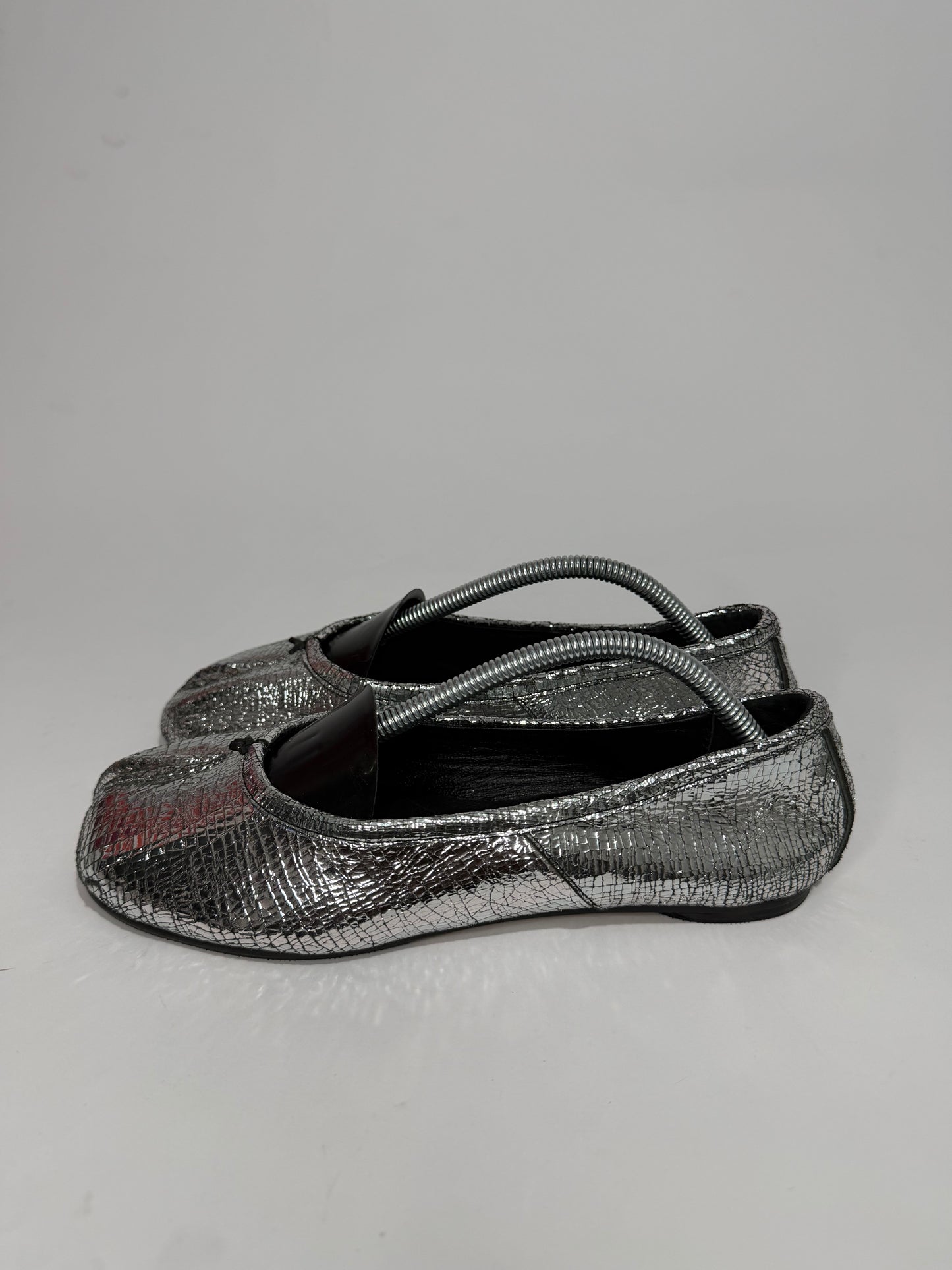 Maison Margiela Silver Tabi Mirror Ballerina Flats Size 37EU/ 7 US