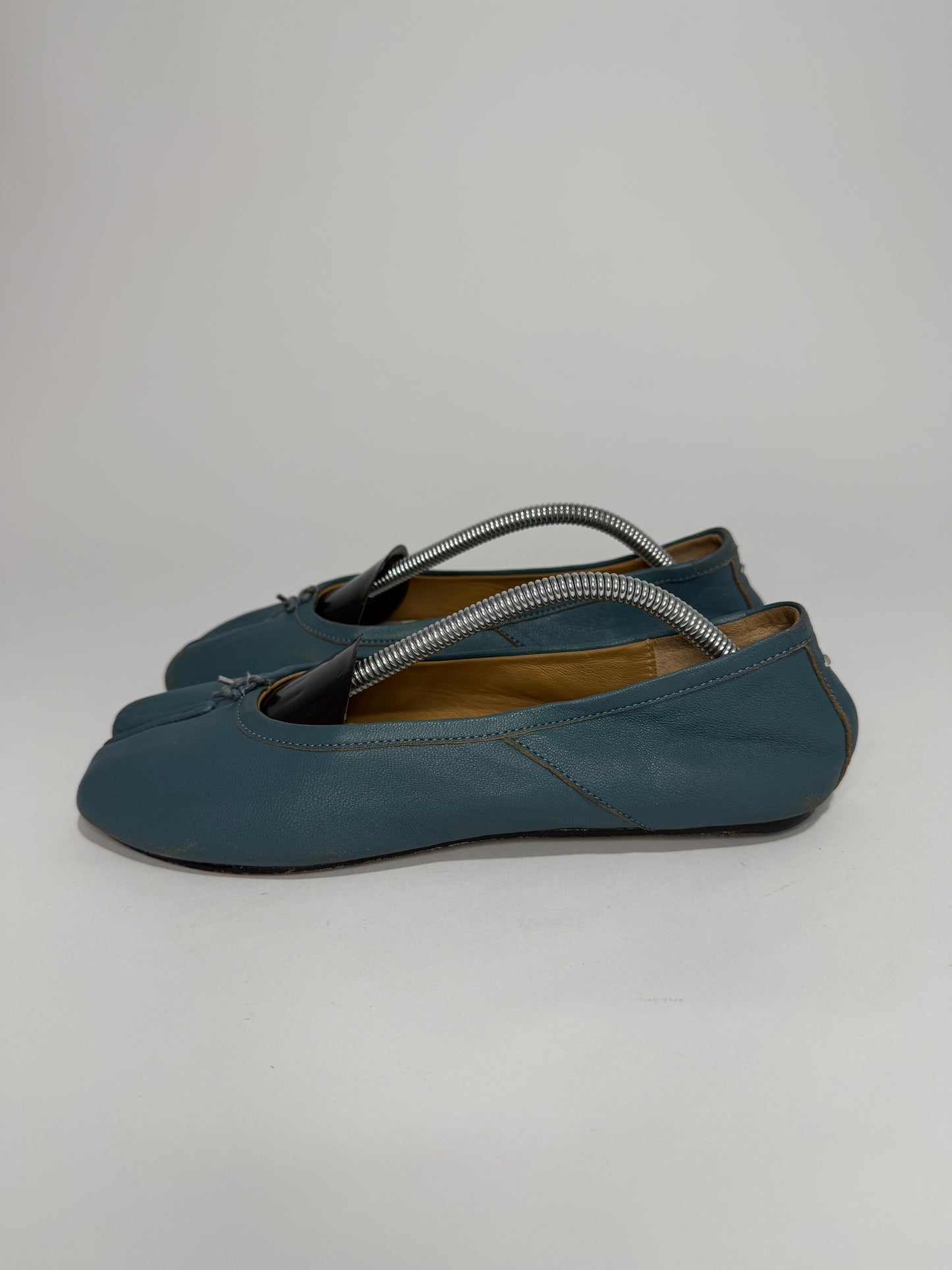 Maison Margiela Tabi Ballet Flats Blue Leather Split-Toe EU 37