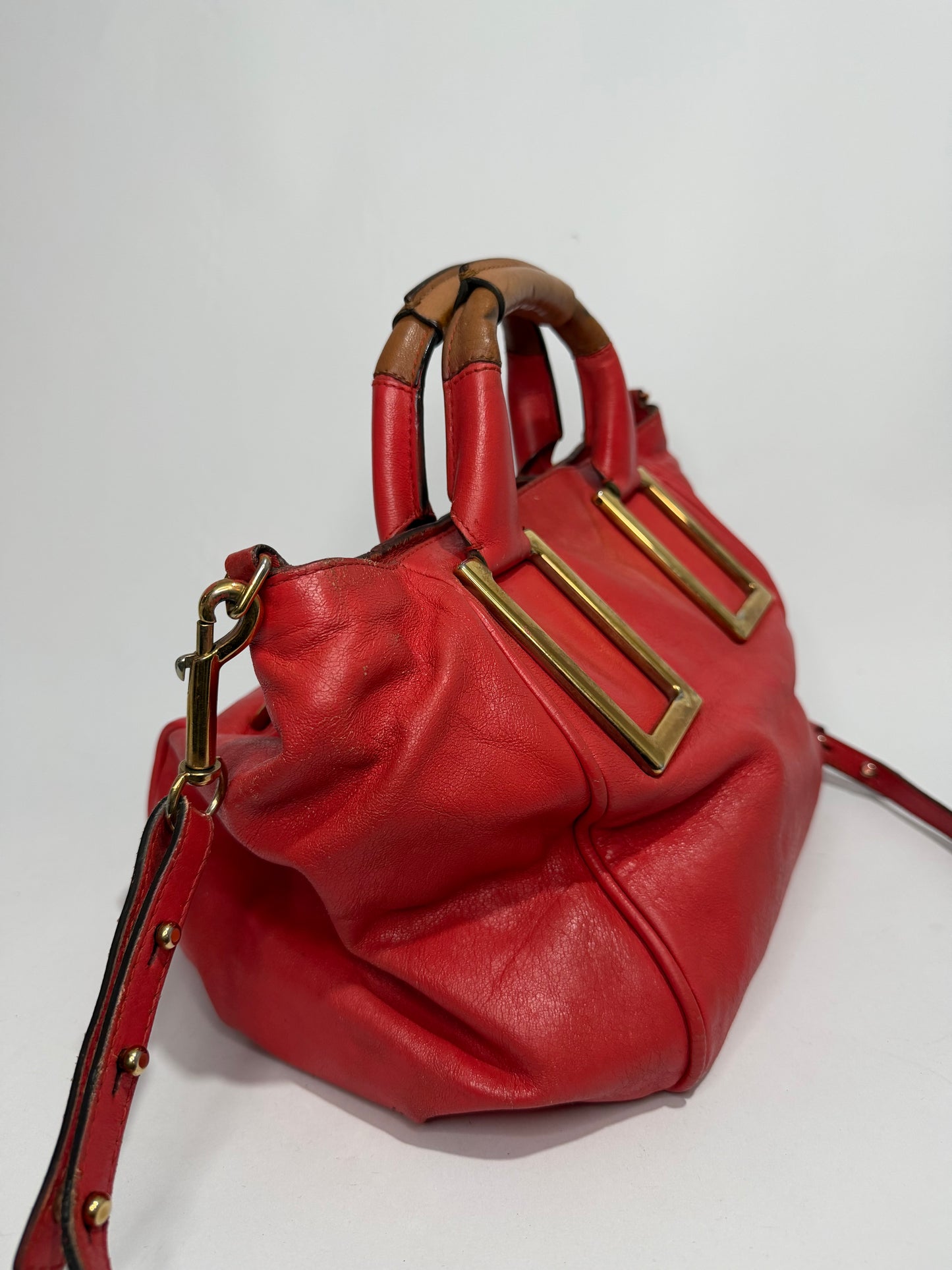 CHLOE Calfskin Small Ethel Satchel Red