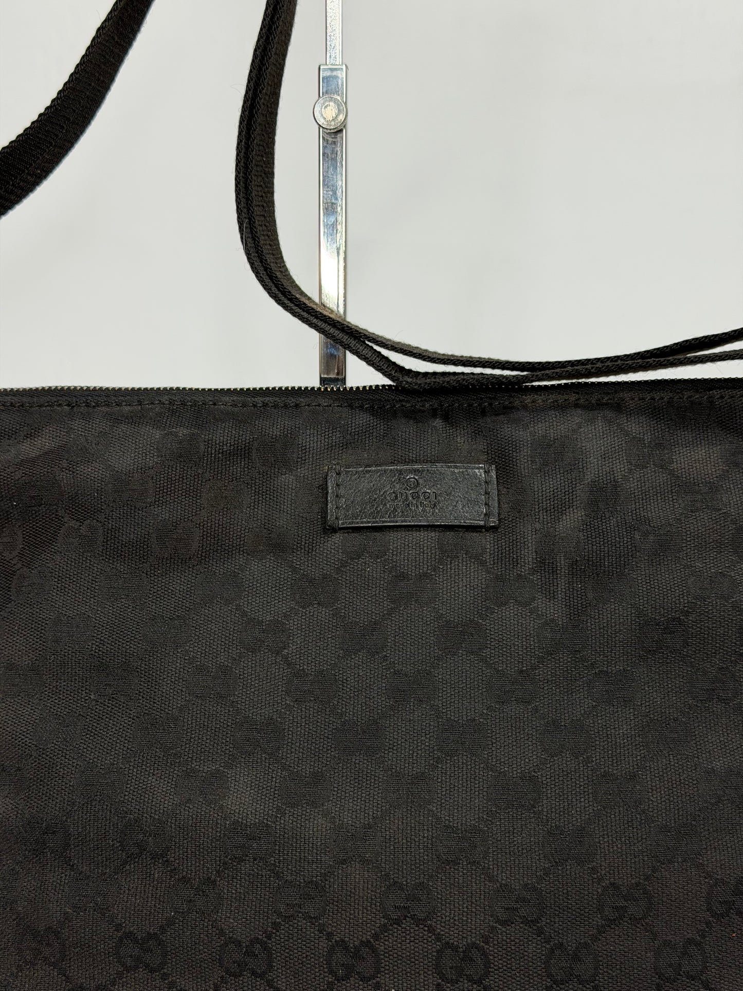 Vintage Gucci Black GG Canvas Crossbody Messenger Bag