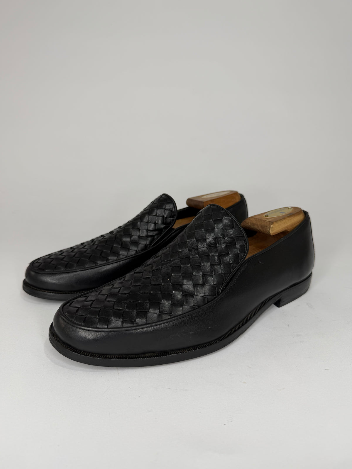 Bottega Veneta Black Intrecciato Leather Slip On Loafers Size 42 EU/ 8 UK/ 9 US