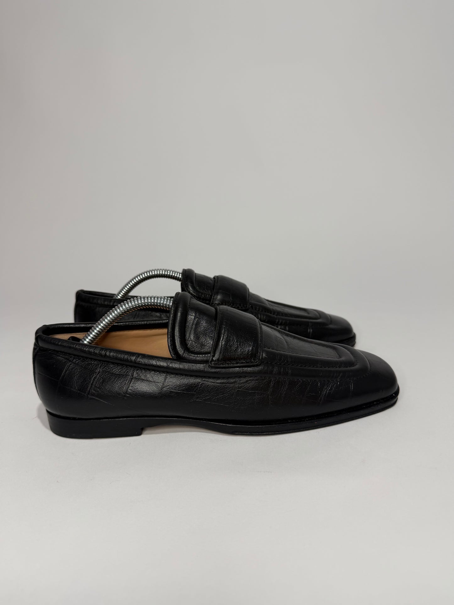 Bottega Veneta Black Croc Loafers Size 36 EU